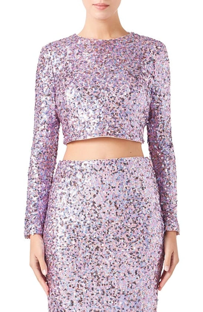 Endless Rose Women's Sequins Open Back Top In Amethyst