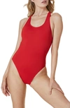 Andie The Tulum Long Torso One-piece Swimsuit In Cherry Red
