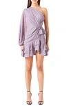 Endless Rose Women's One Shoulder Mini Dress In Dusty Lavender