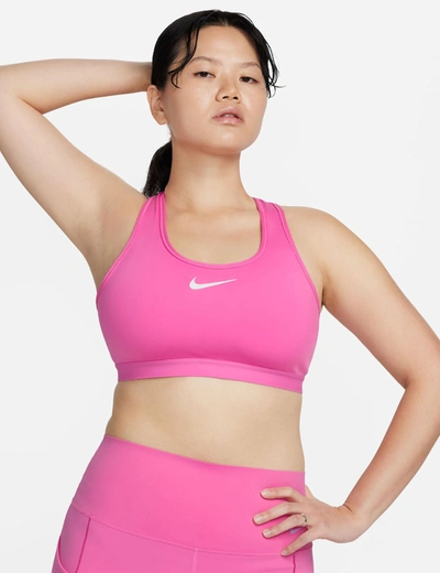 Nike Swoosh High Support Bra In Pink