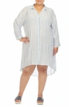 Boho Me Stripe Gauze Shirtdress In Chambray