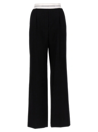 Alexander Wang High Waisted Pleated Pant With Logo Elastic By Alexande In Black
