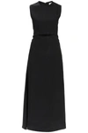 Loulou Studio Copan Cutout Sleeveless Satin Midi Dress In Black