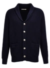 Brunello Cucinelli Shawl-collar Ribbed Cotton Cardigan In Blue