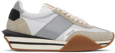 Tom Ford James Trainer In Silver & Cream