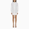 OFF-WHITE WHITE COTTON PLEATED SHIRT DRESS