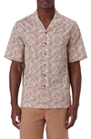 Bugatchi Shaped Fit Short Sleeve Button-up Camp Shirt In Mocha