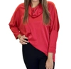 Boho Chic Satin Cowled Top In Red In Red