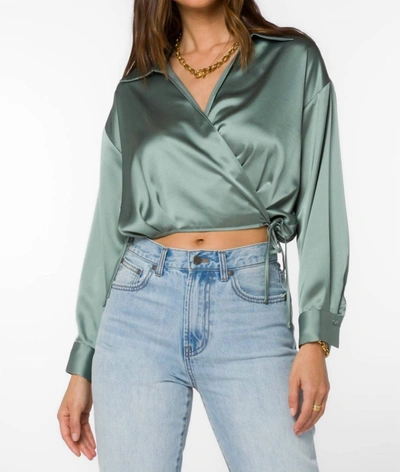 Velvet Heart Jaden Satin Crop In Basil In Green