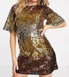 FRENCH CONNECTION PF EATARI CUT OUT DRESS IN OMBRE GOLD
