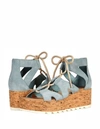 Sorel Cameron Flatform Lace Sandals In Crushed Blue, Chalk In Multi