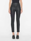 Frame Jet Set Skinny Crop Slit Jeans In Noir Coated In Multi