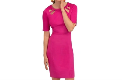GRETCHEN SCOTT JERSEY PEEK A BOO DRESS IN PINK/ORANGE