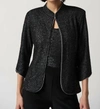 Joseph Ribkoff Foiled Textured Knit Two-piece Top Set In Black Silver In Black
