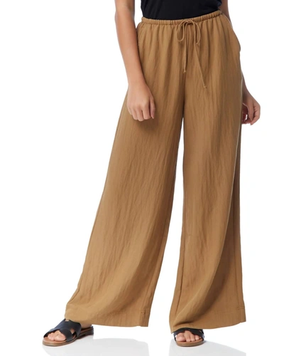 Z Supply Estate Lux Sheen Wide Leg Pant In Rattan In Brown