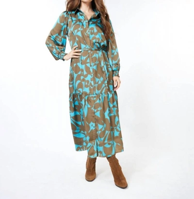Esqualo Expressive Long Root Dress In Roots Print In Multi