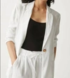 Michael Stars Lottie Linen Long Fit Blazer In White In White