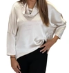 Boho Chic Satin Cowled Top In Stone In White