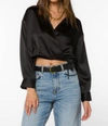 Velvet Heart Jaden Blouse Satin Crop In Black In Black