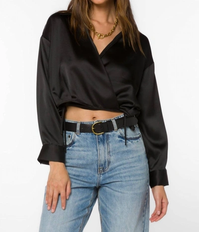 Velvet Heart Jaden Blouse Satin Crop In Black