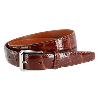 Trafalgar Classic 30mm Genuine Glazed Alligator Belt In Pink