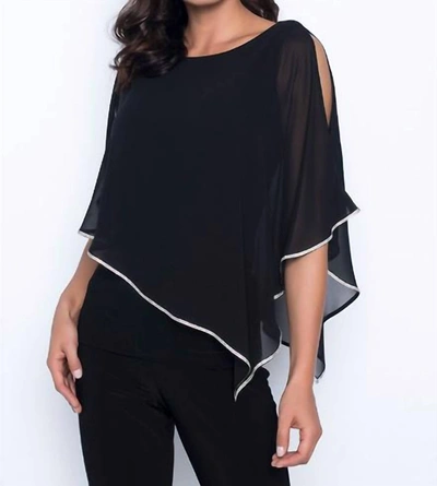 Frank Lyman Top With Draped Overlay In Black