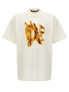 Palm Angels Burning Monogram Metallic Logo-print Cotton-jersey T-shirt