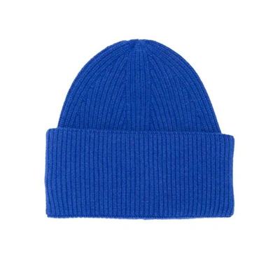 Laneus Ribbed-knit Cashmere Beanie In Blue
