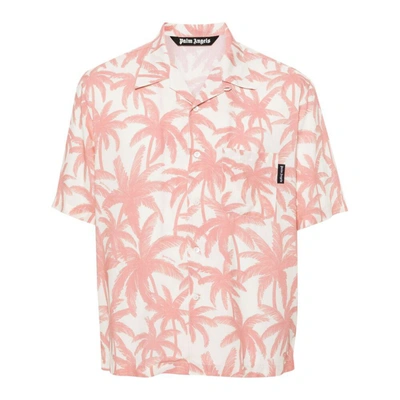 Palm Angels Shirts In Neutrals/pink
