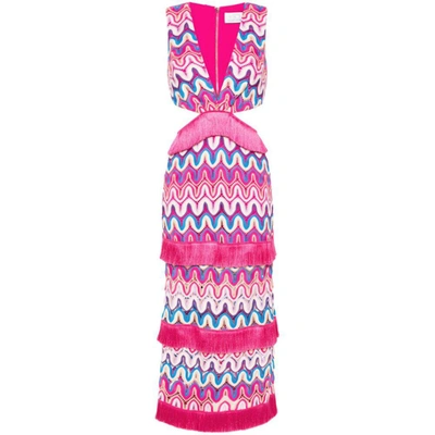 Patbo X Alessandra Ambrioso Crochet Cut Out Maxi Dress In Pink/multicolour