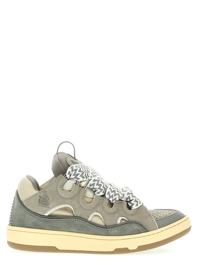 Lanvin Grey Leather Curb Trainers In 132 Grey 2
