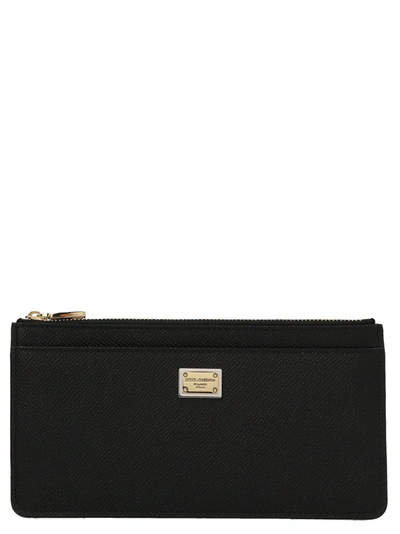 Dolce & Gabbana Dauphine Logo Leather Card Holder Wallets, Card Holders Black