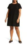 Eileen Fisher Scoop-neck Stretch Crepe Midi T-shirt Dress In Black