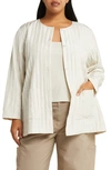 Eileen Fisher Quilted Snap-front Silk Jacket In Bone