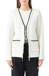 Endless Rose Imitation Pearl Trim Cardigan In Cream