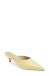 Khaite River Kitten Heel Pointed Toe Mule In Pale Yellow