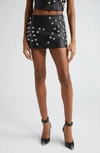 Area Star-stud Embellished Leather Miniskirt In Black