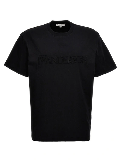 Jw Anderson Logo Embroidery Cotton Jersey T-shirt In Black