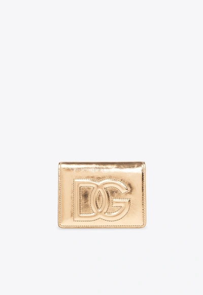 Dolce & Gabbana 3d-effect Logo Leather Continental Wallet In Gold