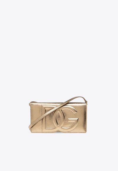 Dolce & Gabbana Dg Logo Phone Bag In Gold