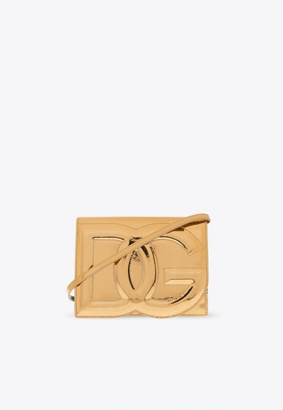 Dolce & Gabbana Logo-embossed Metallic-effect Bag In Gold