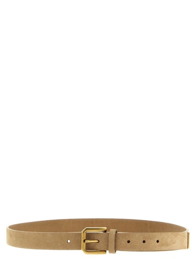 Brunello Cucinelli Suede Belt In Beige