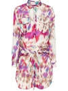 Isabel Marant Étoile Nueva Wrap-waist Mini Shirtdress In Pink & Purple