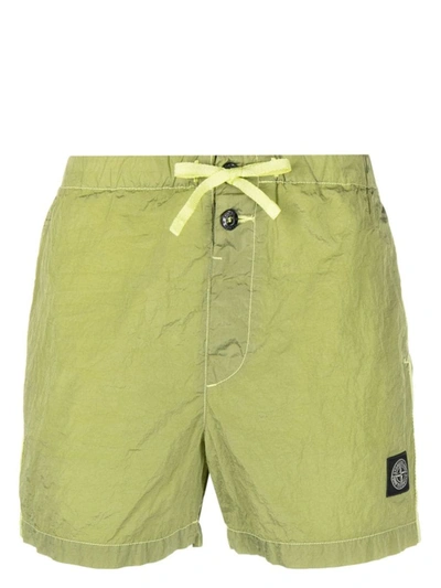 Stone Island Acid Green Swimsuit In Yellow