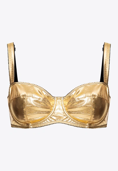 Dolce & Gabbana Balconette Bra With Metallic Finish In Gold