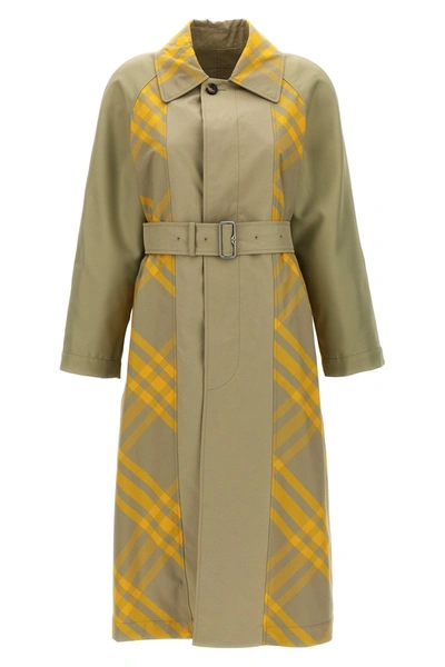 Burberry Check Insert Trench Coat In Multicolor