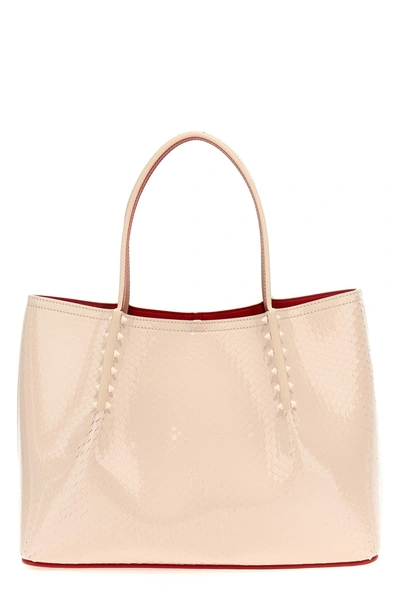 Christian Louboutin Cabrock Birdy Large Patent Tote Bag In Cream