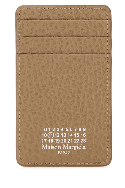 Maison Margiela Woman Beige Leather Card Holder In Brown