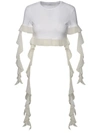 Blumarine Crop Ruffle T-shirt In White