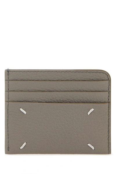 Maison Margiela Woman Dove Grey Leather Card Holder In Grey